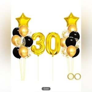 🆕25pcs Gold Black Mixed Balloons, 30th Birthday Party Decorations